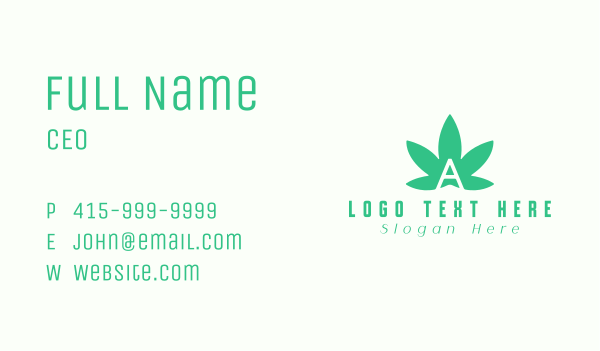 Green Cannabis Letter A Business Card Design Image Preview