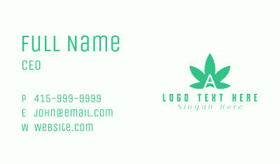 Green Cannabis Letter A Business Card Image Preview