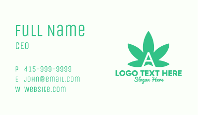 Green Cannabis Letter A Business Card