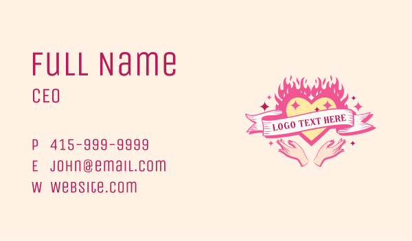 Fire Heart Nail Salon Business Card Design Image Preview