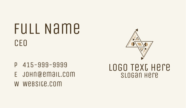 Brown Geometric Aztec Pattern Business Card Design Image Preview