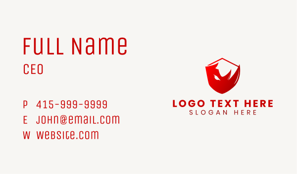 Red Rhino Shield Business Card Design Image Preview