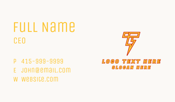 Lightning Bolt Letter T Business Card Design Image Preview