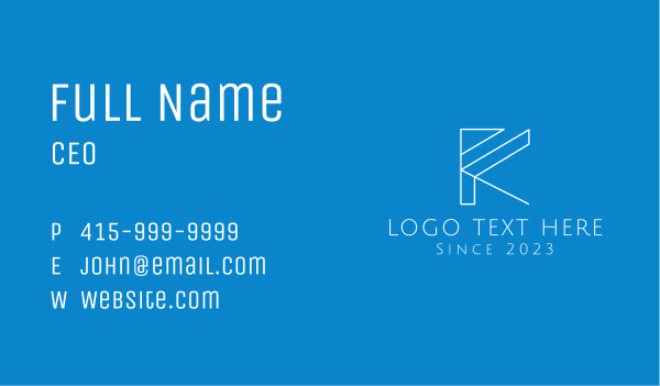 White Modern Letter K Business Card Design Image Preview