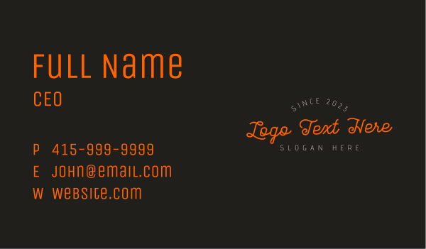 Orange Cursive Wordmark Business Card Design Image Preview