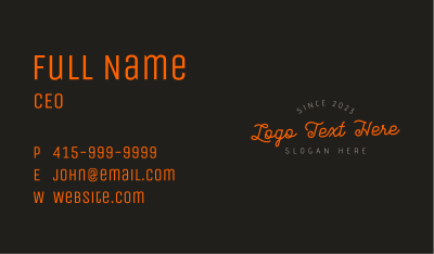 Orange Cursive Wordmark Business Card Image Preview