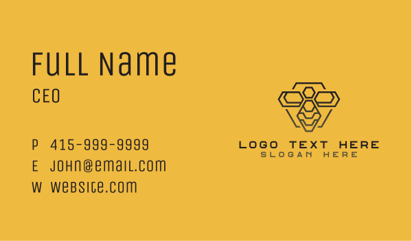 Honey Bee Hexagon Business Card Design Image Preview