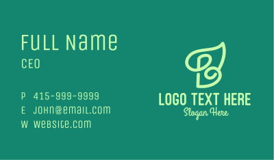 Green Organic Letter B  Business Card Image Preview