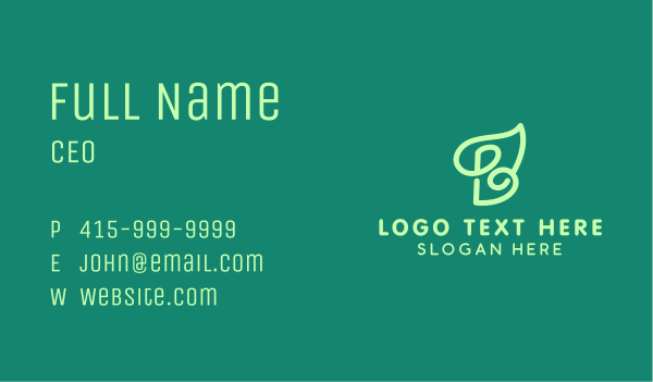 Green Organic Letter B  Business Card Design Image Preview