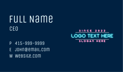 Neon Signage Wordmark Business Card Image Preview