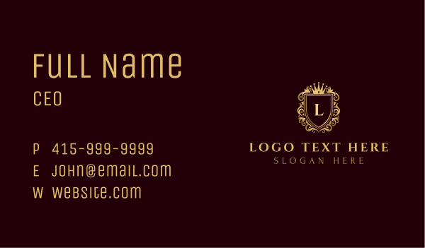 Premium Gold Crown Shield Business Card Design Image Preview