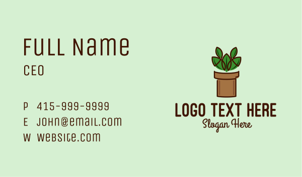 Geometric Potted Plant  Business Card Design Image Preview