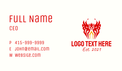 Red Flame Phoenix Business Card