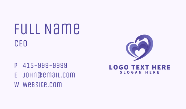 Purple Heart Hand Business Card Design Image Preview