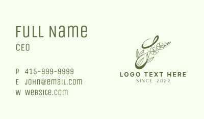 Green Floral Beauty Business Card Image Preview