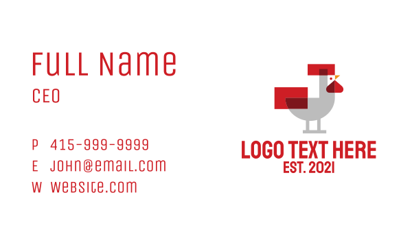 Pixel Rooster Poultry Business Card Design Image Preview