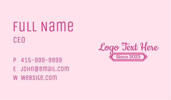Fancy Girly Wordmark Business Card Design Image Preview