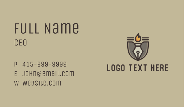 Torch Fountain Pen Business Card Design Image Preview