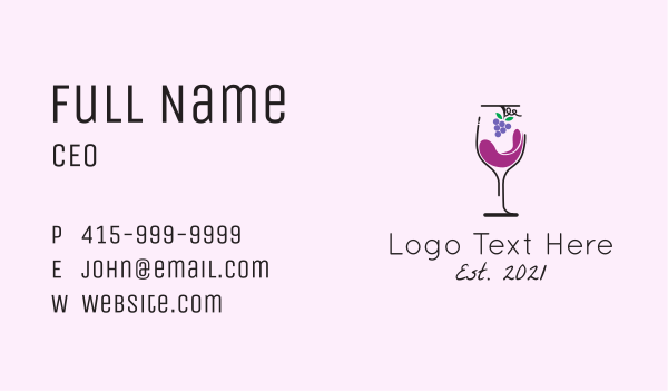 Grapes Wine Glass  Business Card Design