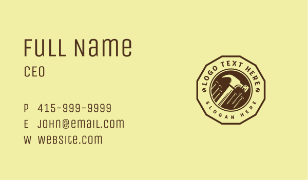 Construction Hammer Nails Business Card Design Image Preview