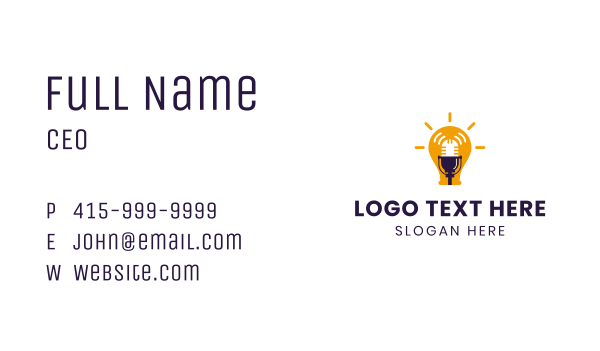 Light Bulb Microphone Podcast Business Card Design Image Preview