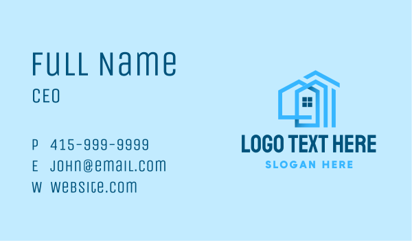 Blue House Real Estate Business Card Design Image Preview