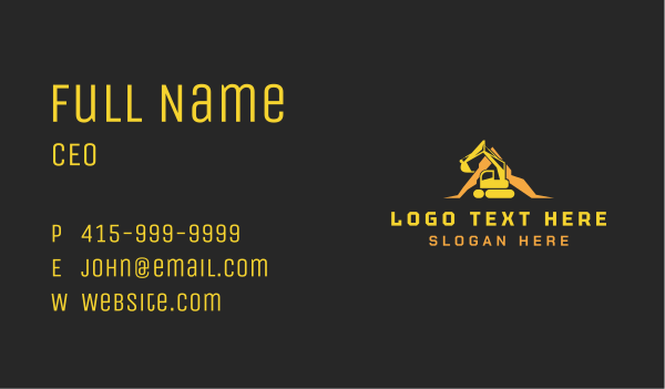Mountain Industrial Excavator Business Card Design Image Preview
