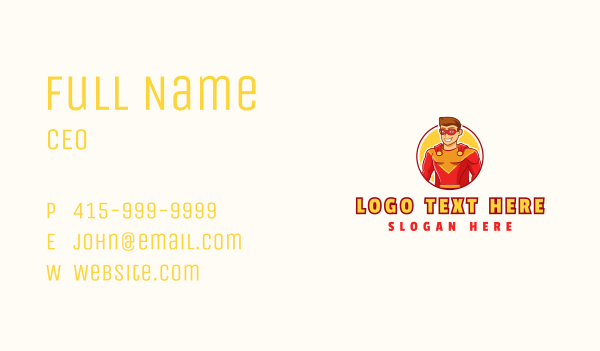 Superhero Man Character Business Card Design Image Preview