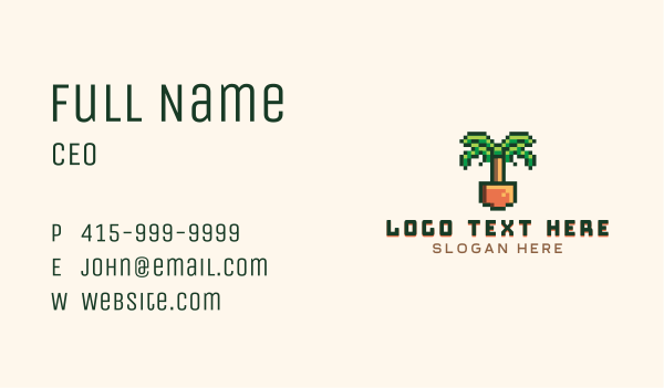 8bit Pixel Palm Tree Business Card Design Image Preview