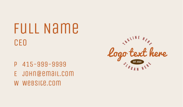 Rustic Retro Wordmark Business Card Design Image Preview