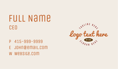 Rustic Retro Wordmark Business Card Image Preview