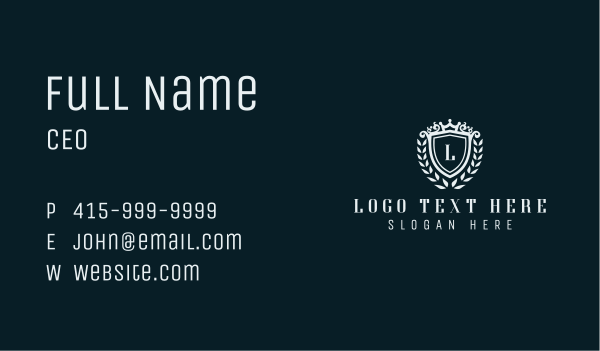 Shield Crown Wreath Academy Business Card Design Image Preview