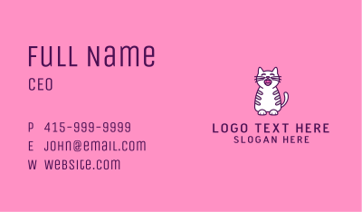 Pink White Cat  Business Card Image Preview