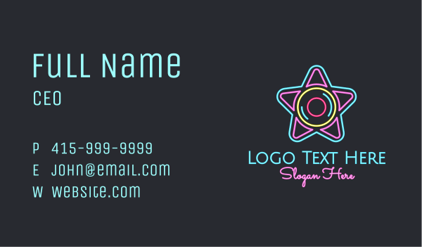 Neon Star Disc Business Card Design Image Preview