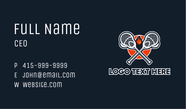 Lacrosse Stick Fire Business Card Design Image Preview