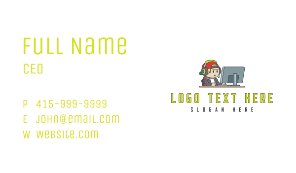 Gamer Boy Computer Business Card Design Image Preview
