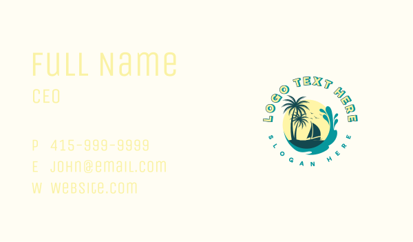 Beach Boat Wave Business Card Design Image Preview