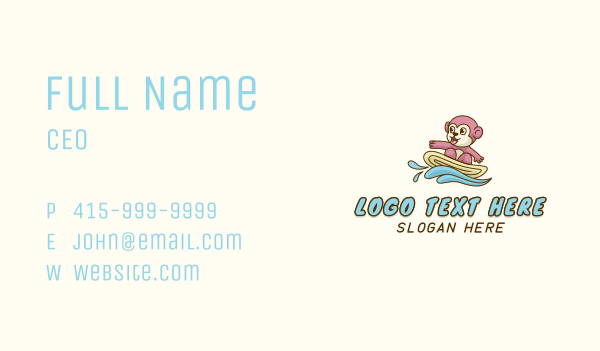Monkey Wave Surfing Business Card Design Image Preview