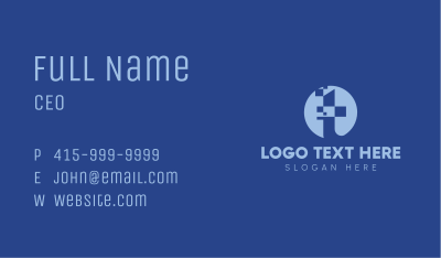 Blue Tech Abstract Monogram Business Card Image Preview