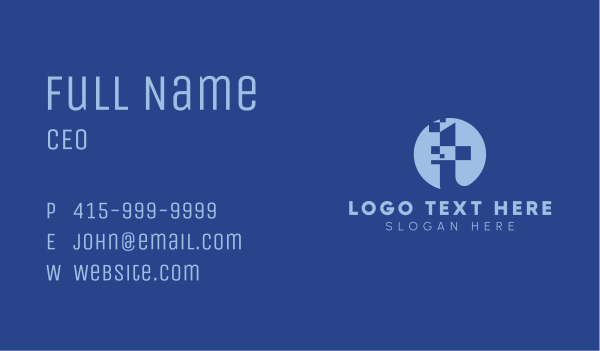 Blue Tech Abstract Monogram Business Card Design Image Preview