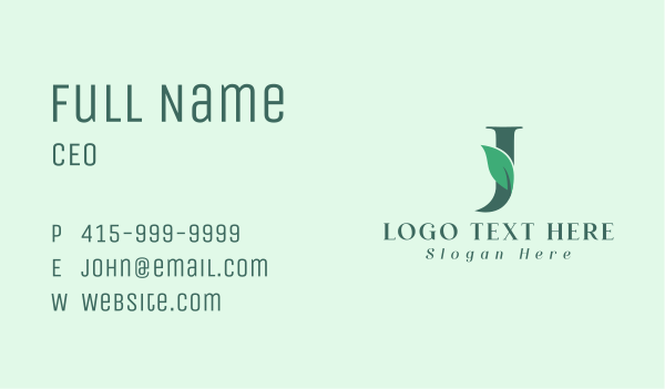 Natural Leaf Letter J Business Card Design Image Preview