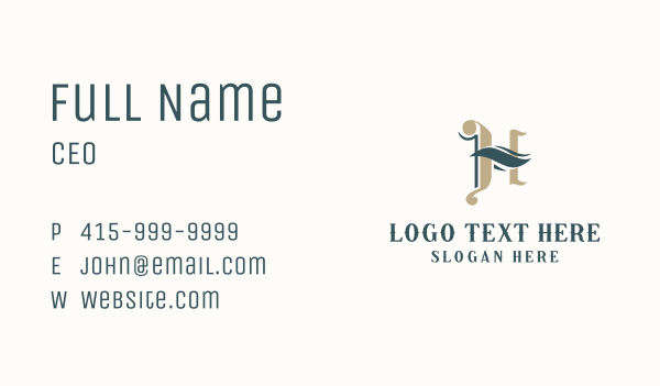 Calligraphy Letter H Business Card Design Image Preview