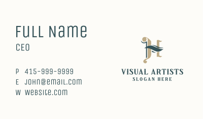 Calligraphy Letter H Business Card Image Preview