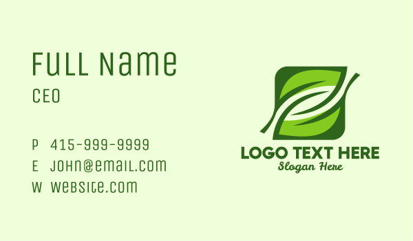 Green Square Leaf  Business Card Design Image Preview