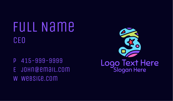 Colorful Shapes Number 3 Business Card Design Image Preview