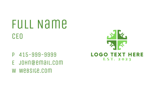 Green Organic Cross Business Card Design Image Preview