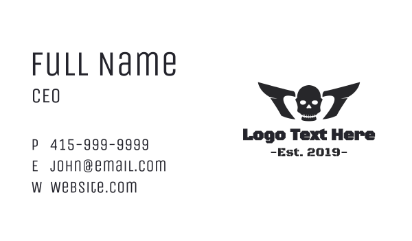 Horror Winged Skull Business Card Design Image Preview