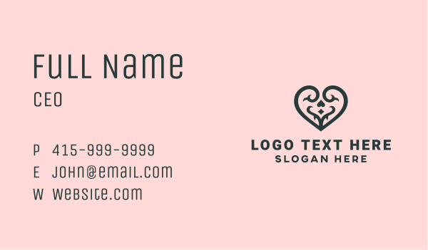 Vine Heart Tattoo Business Card Design Image Preview