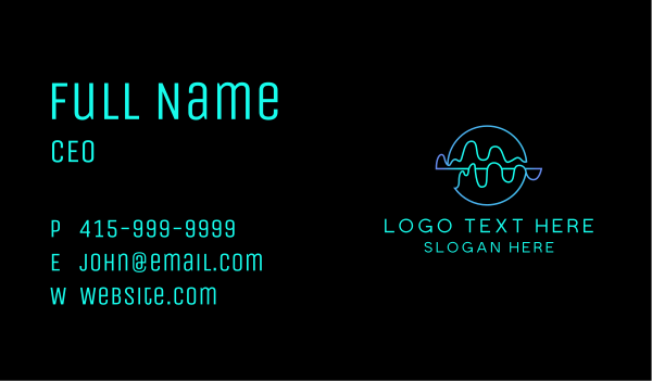 Neon Sound Wave Business Card Design Image Preview