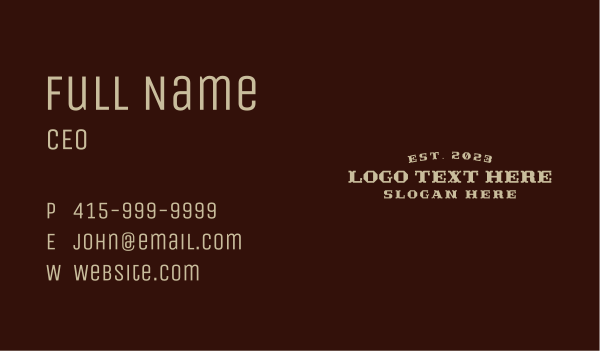 Rustic Style Wordmark Business Card Design Image Preview